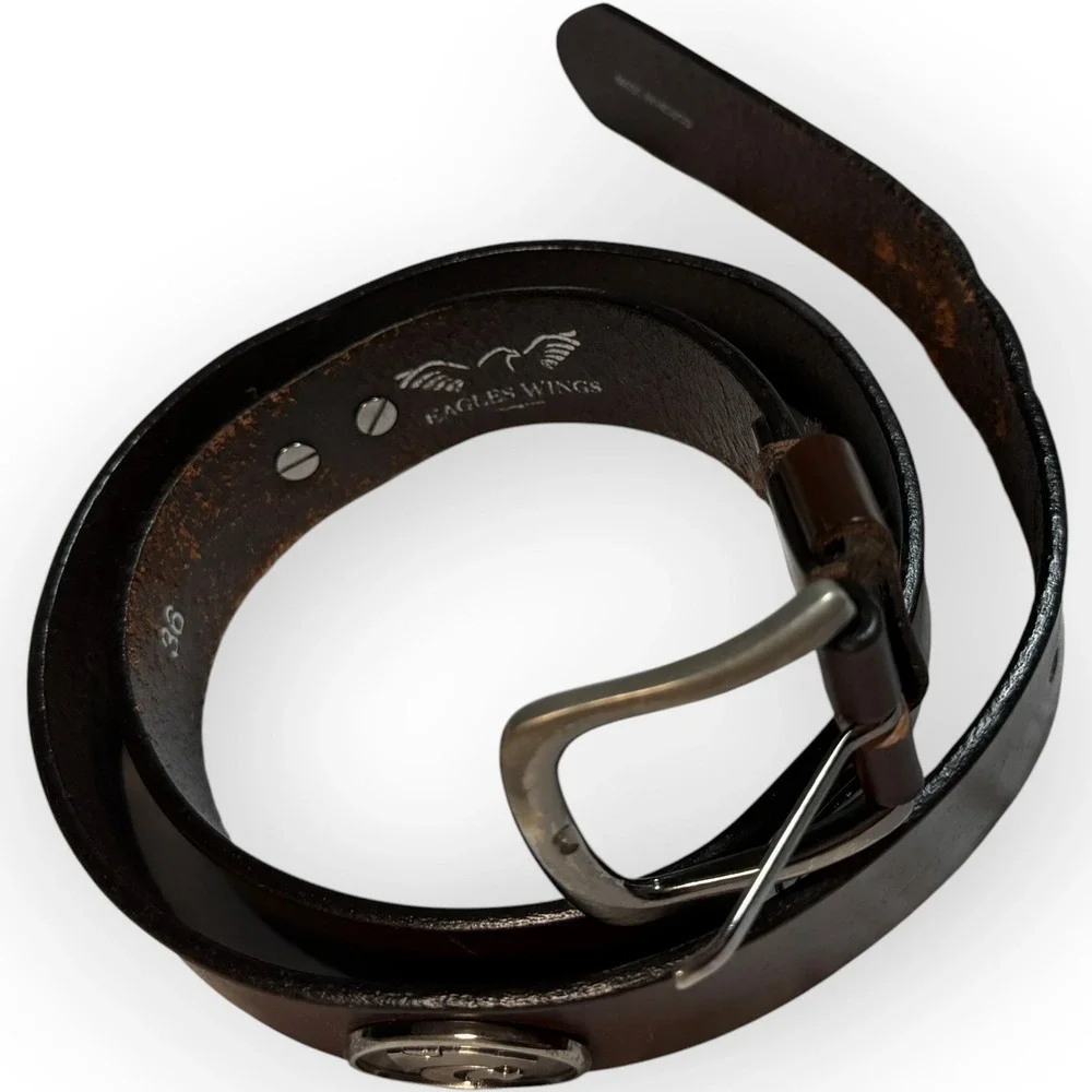 Eagles Wings Kansas State Wildcats‎ Leather Belt Brown Silver Powercat Logo 36